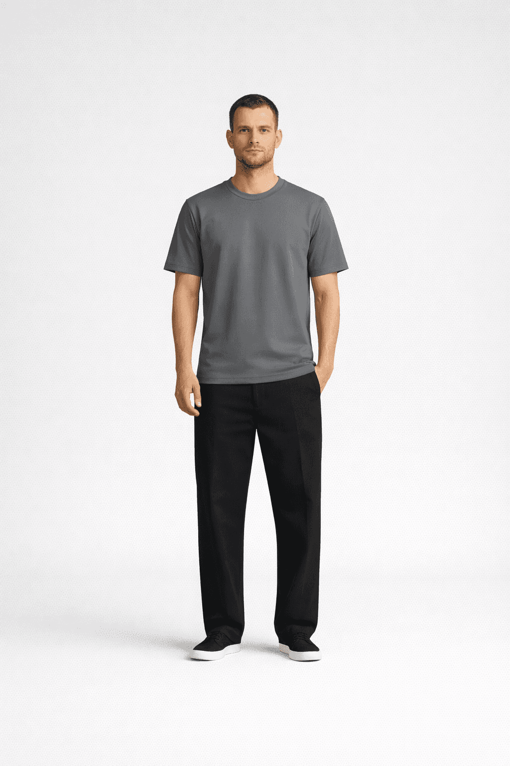 black and white crew neck t-shirt