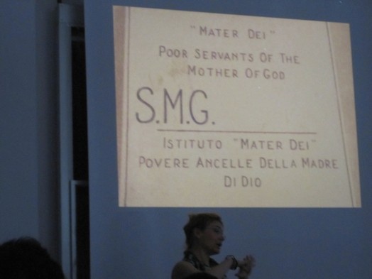 projection on board with woman in front