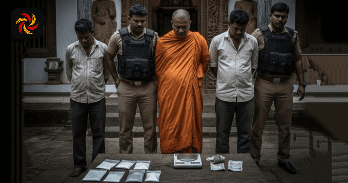 Three people, including a monk from Alawwe, known for his poetry and sermons, arrested with heroin