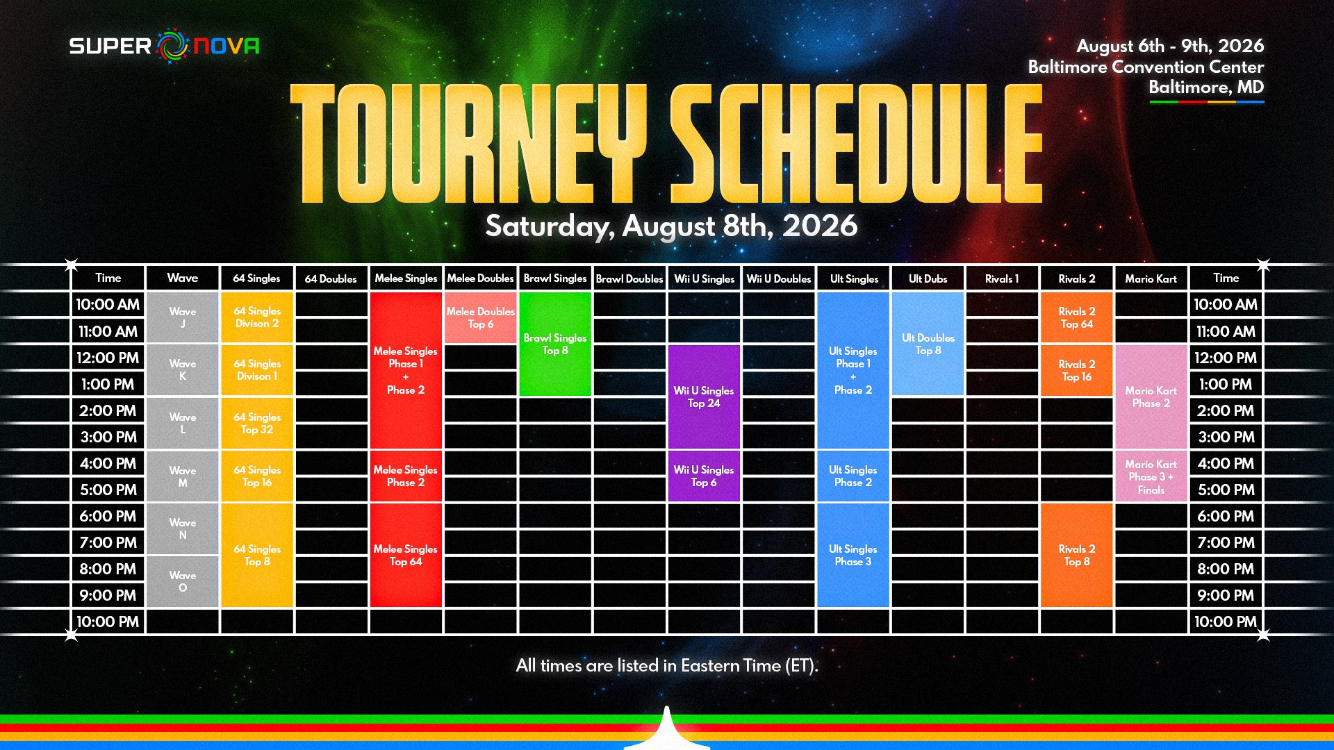 Saturday tournament schedule graphic