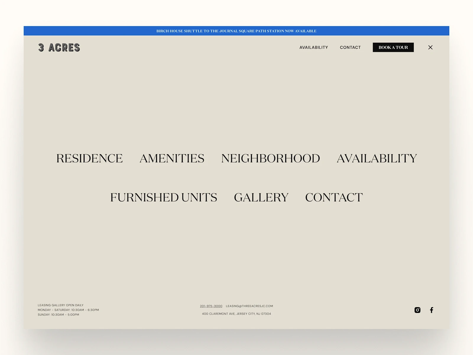 3 Acres — Menu design