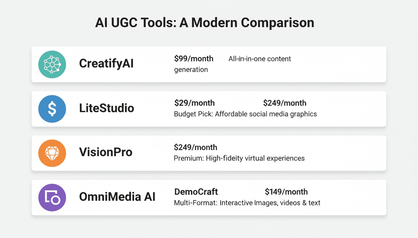 AI UGC tools comparison infographic 2026