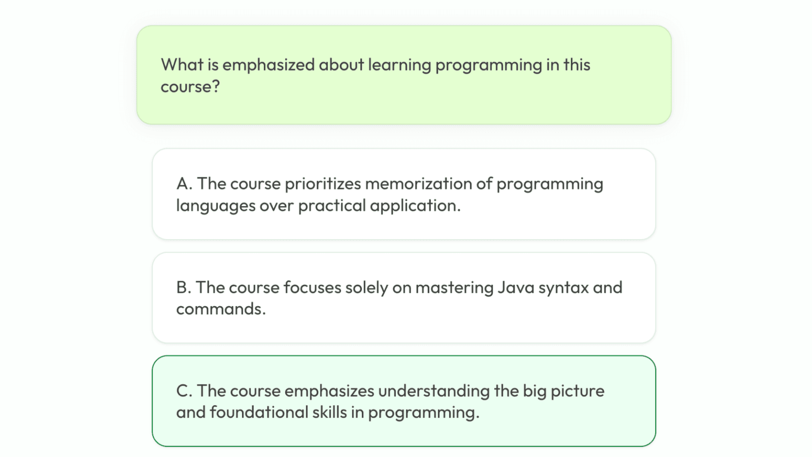 studying multiple choice quesiton in Jungle