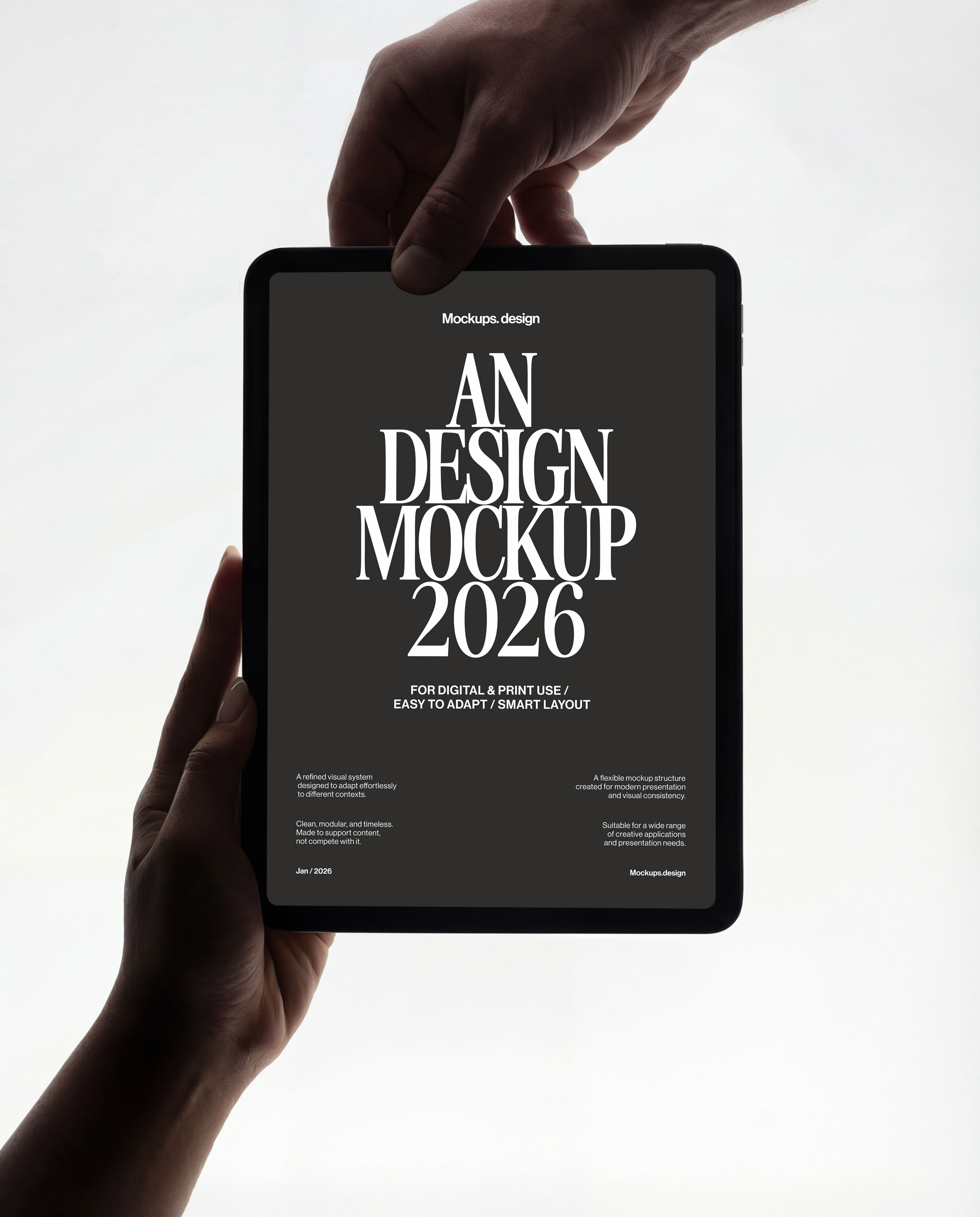 iPad mockup with minimal clean background, professional scene