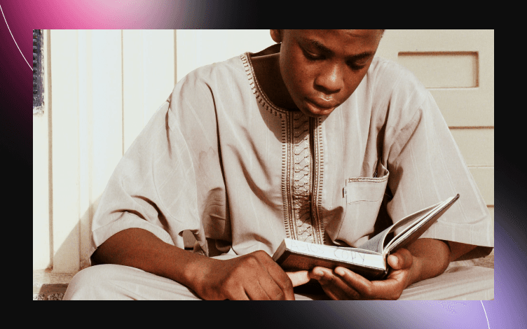 Black muslim reading quran
