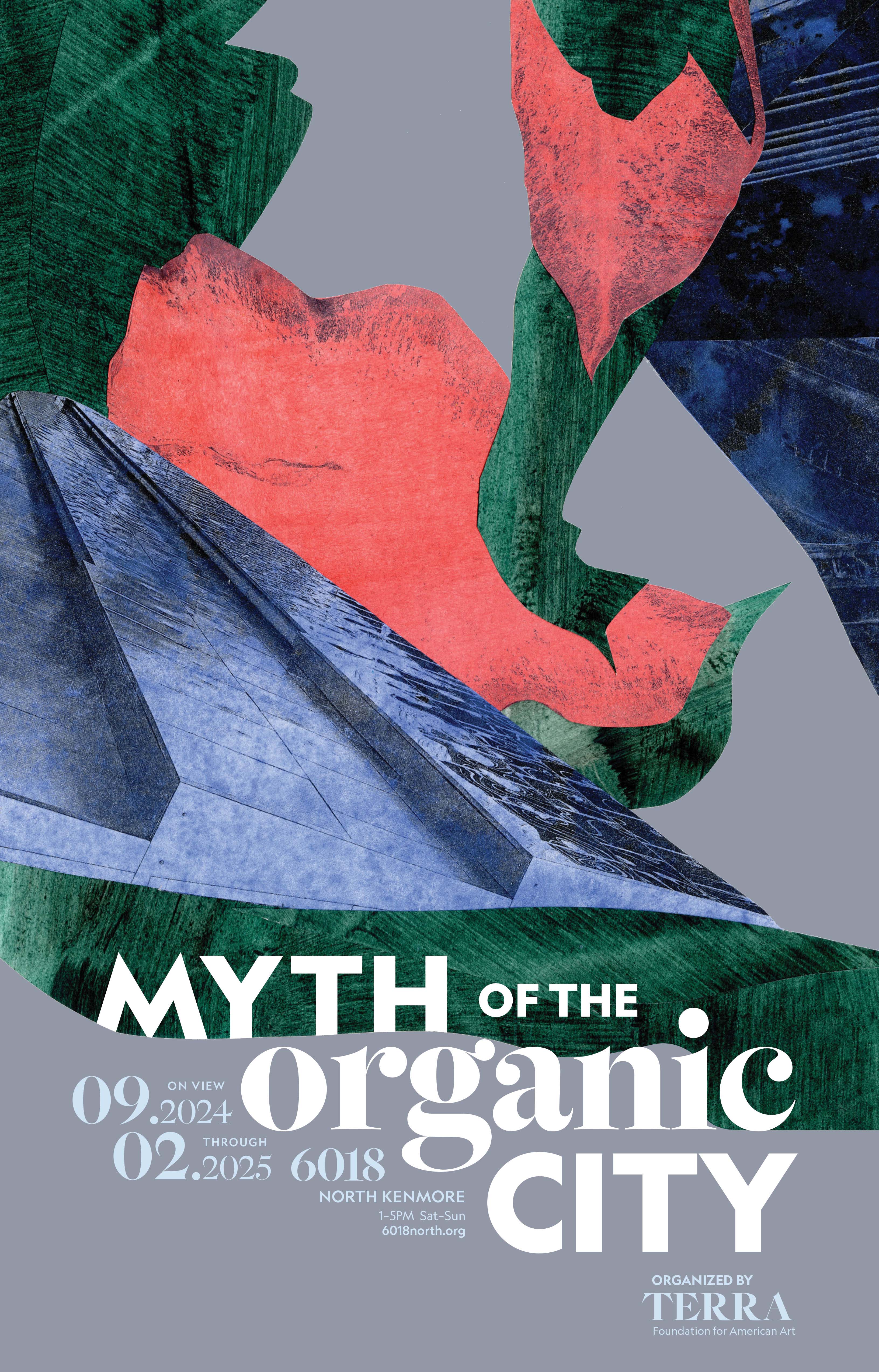 Promotional poster with abstract composition and contrasting typography.