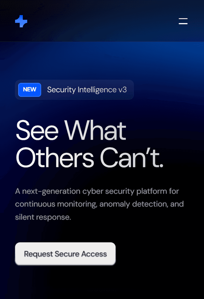 Homepage design featuring a dark blue to black gradient background.