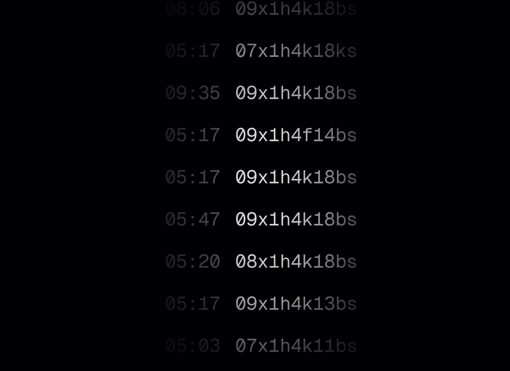 Hash timeline.