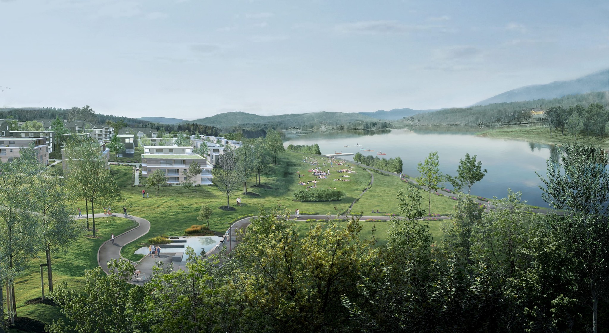 Fossum Bruk - Digital illustrasjon av Fossum Bruks byggeplaner.