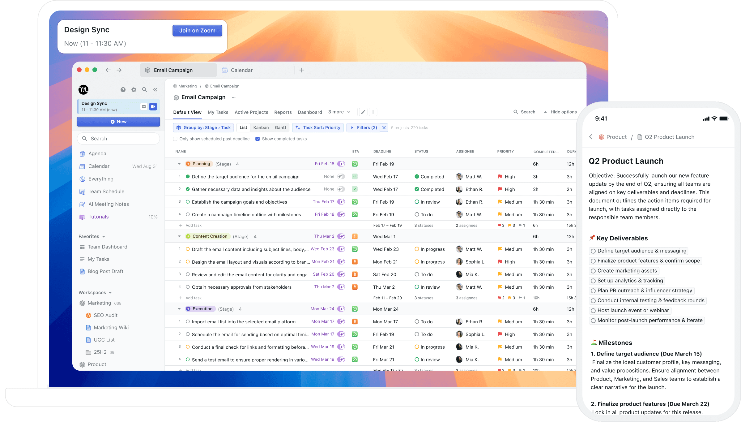 Motion desktop project workspace with the companion mobile app
