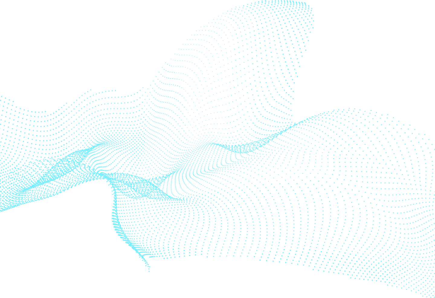 Wave of cyan particles
