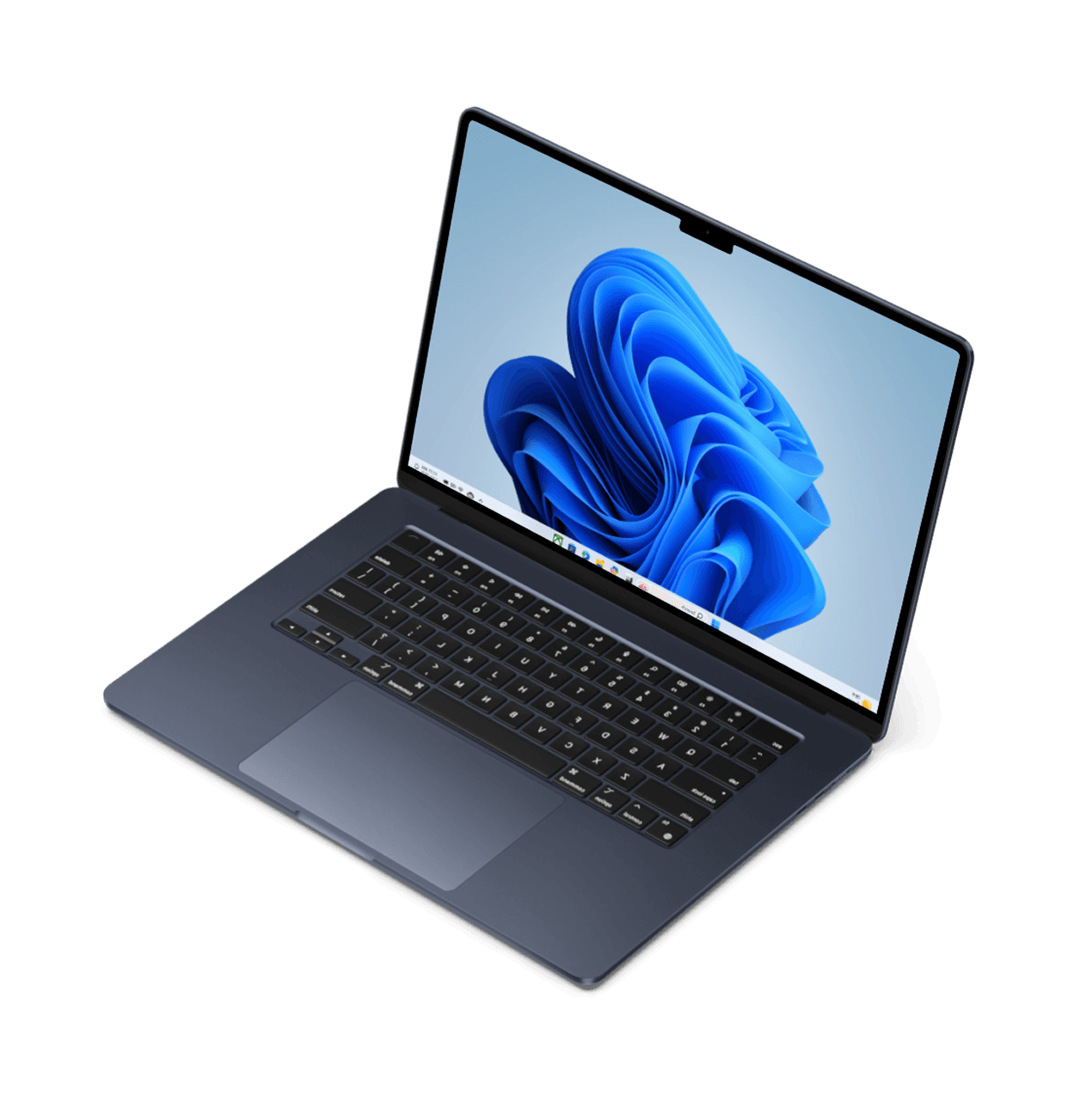 A sleek, space gray laptop