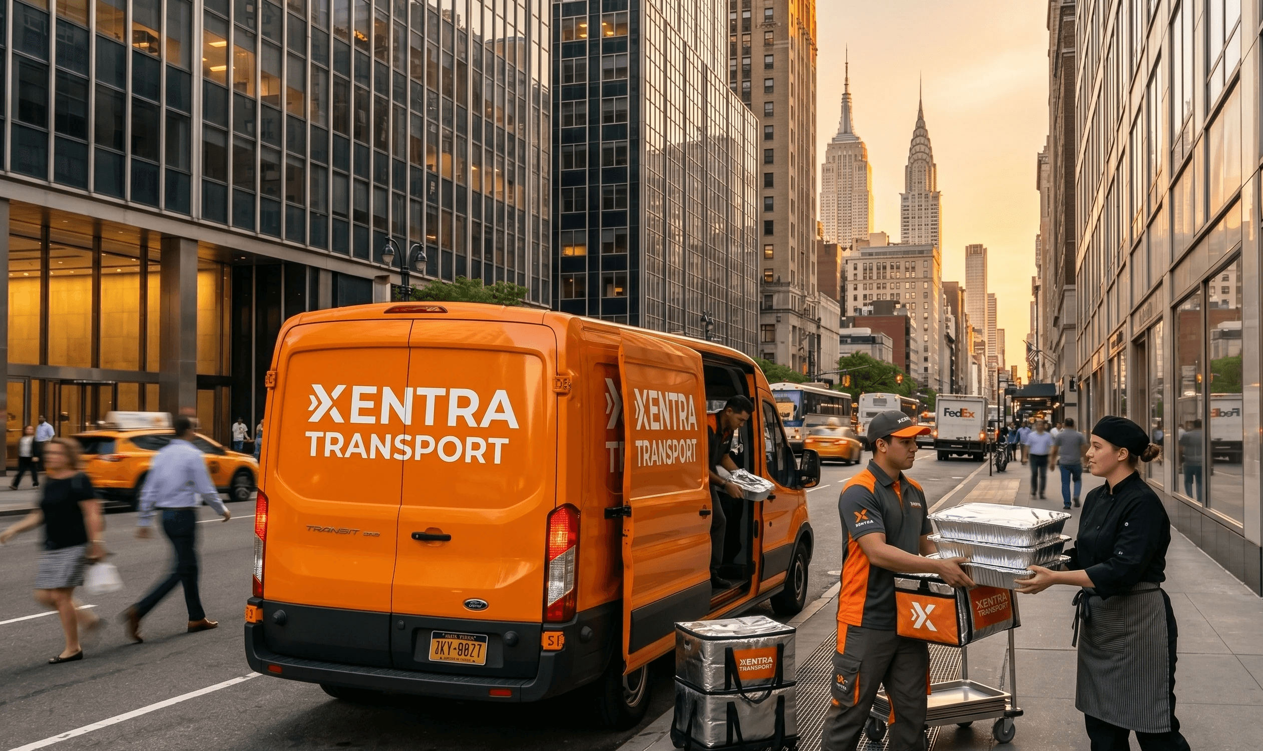 xentra transport delivering corporate catering order in nyc