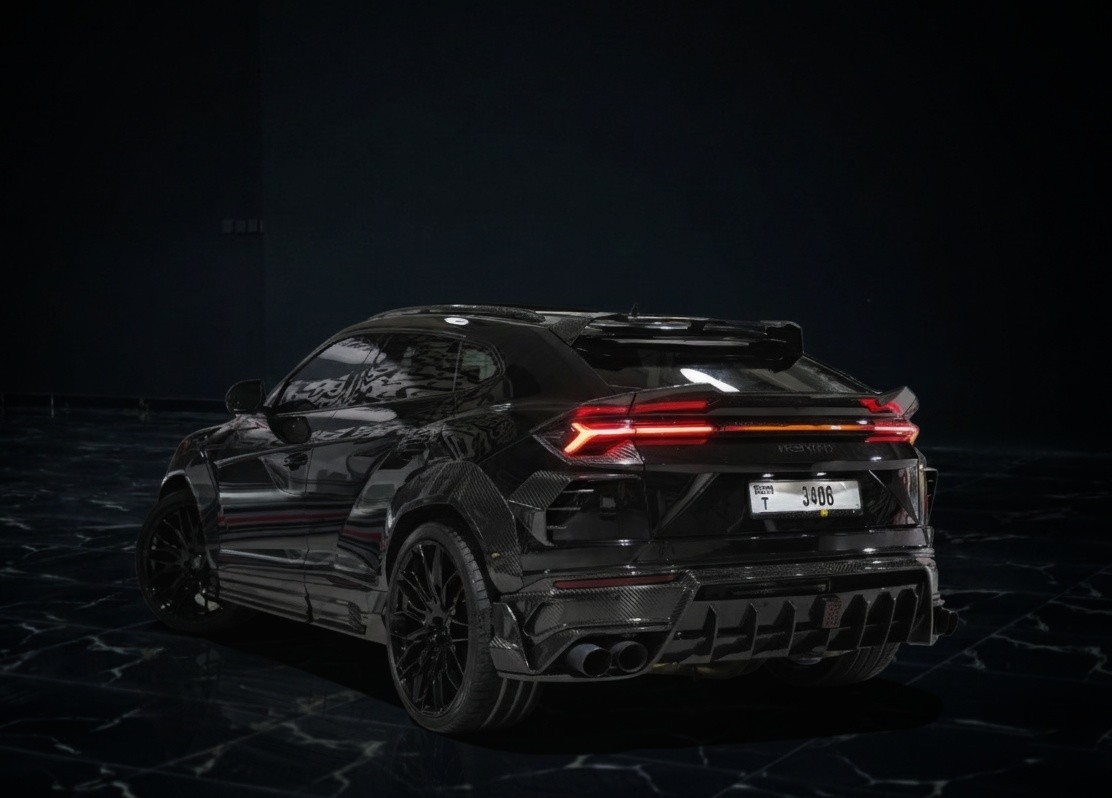 Rear view of Lamborghini Urus Keyvany Keyrus style luxury SUV available for rent in Dubai