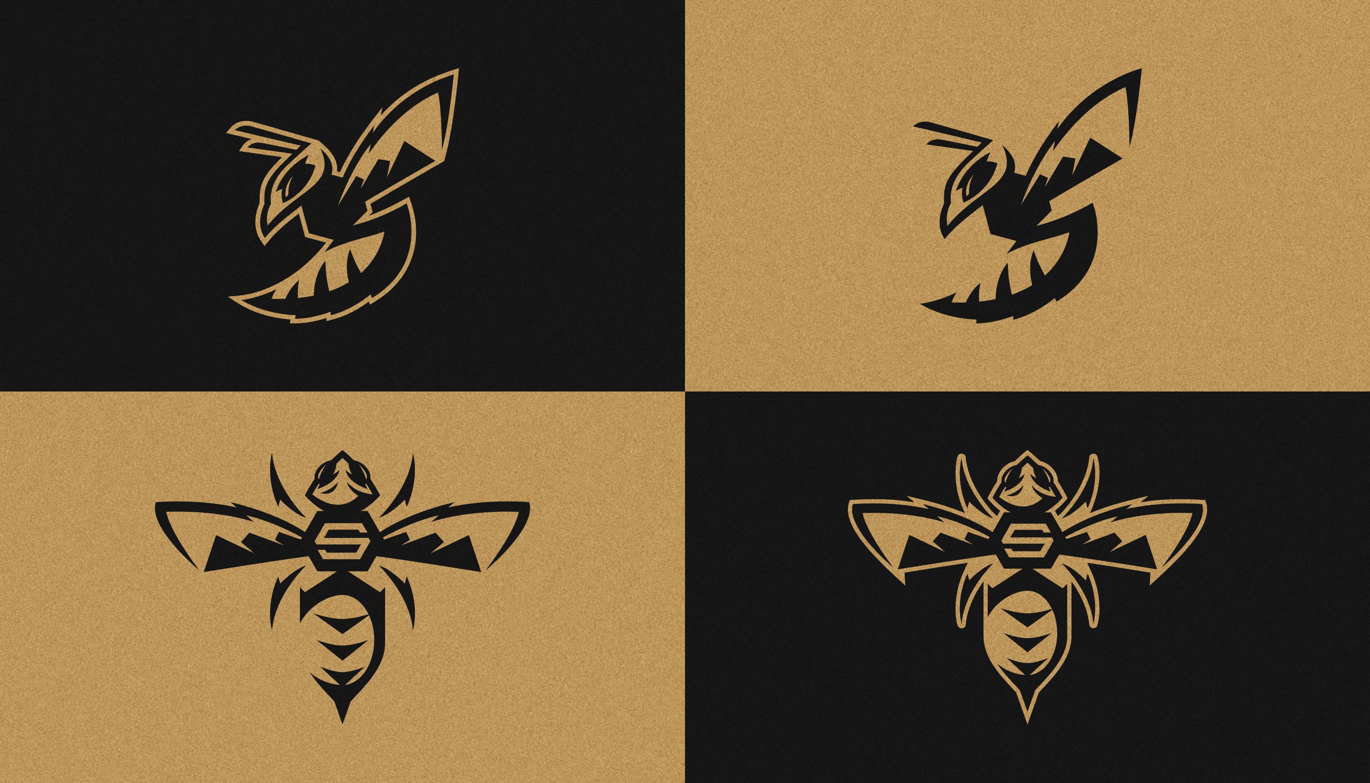 Stevensville School yellowjacket primary + secondary logos one color..