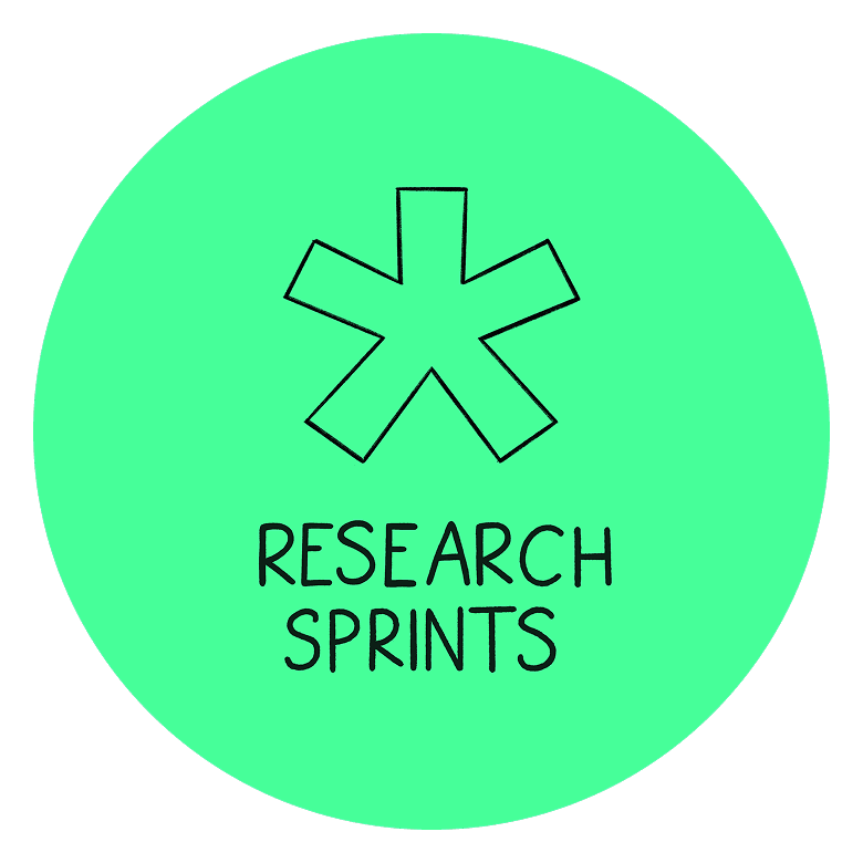 Research Sprints logo with asterisk symbol on green background