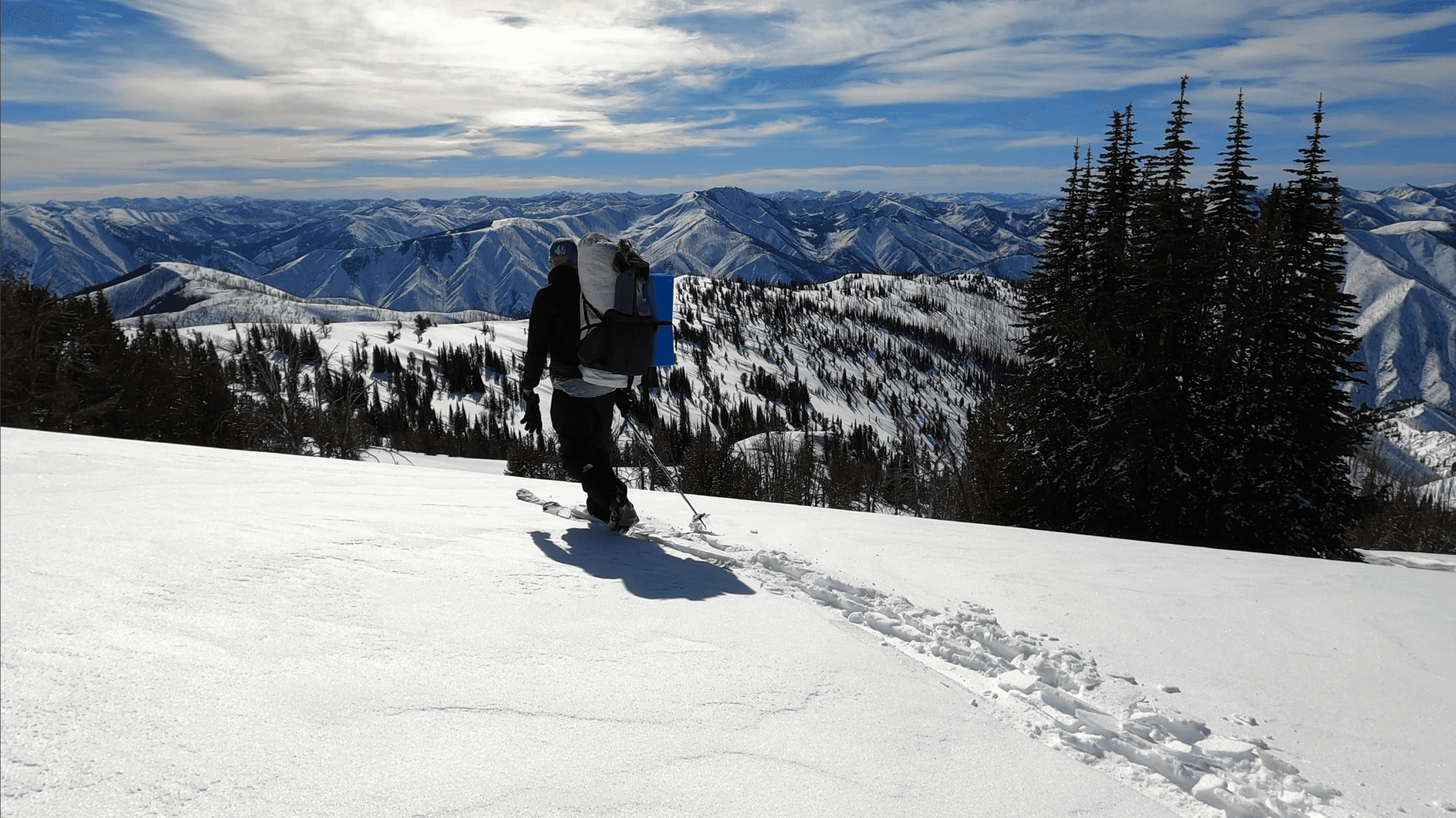 Man walking on skis in the Frank Church Wilderness