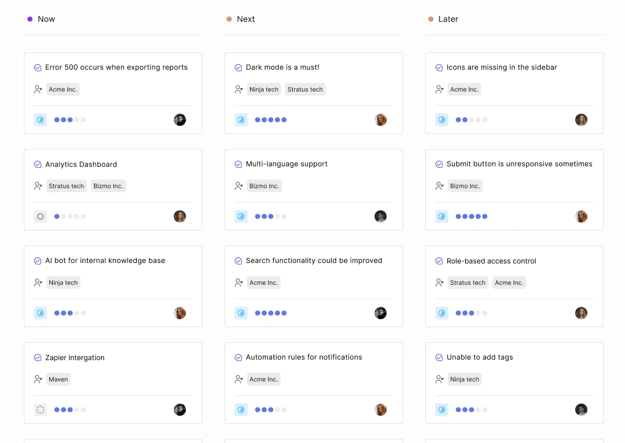Feedback roadmap in lane