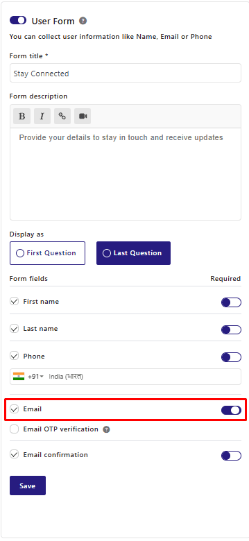 Email fields