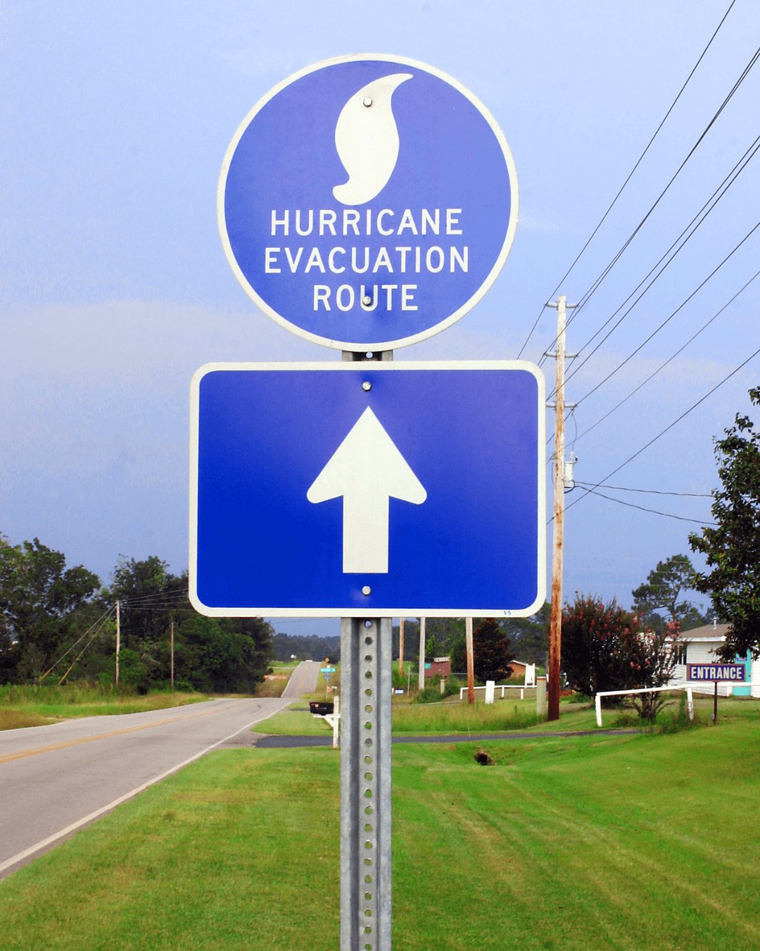 Hurricane Evacuation Route Sign in the streets.