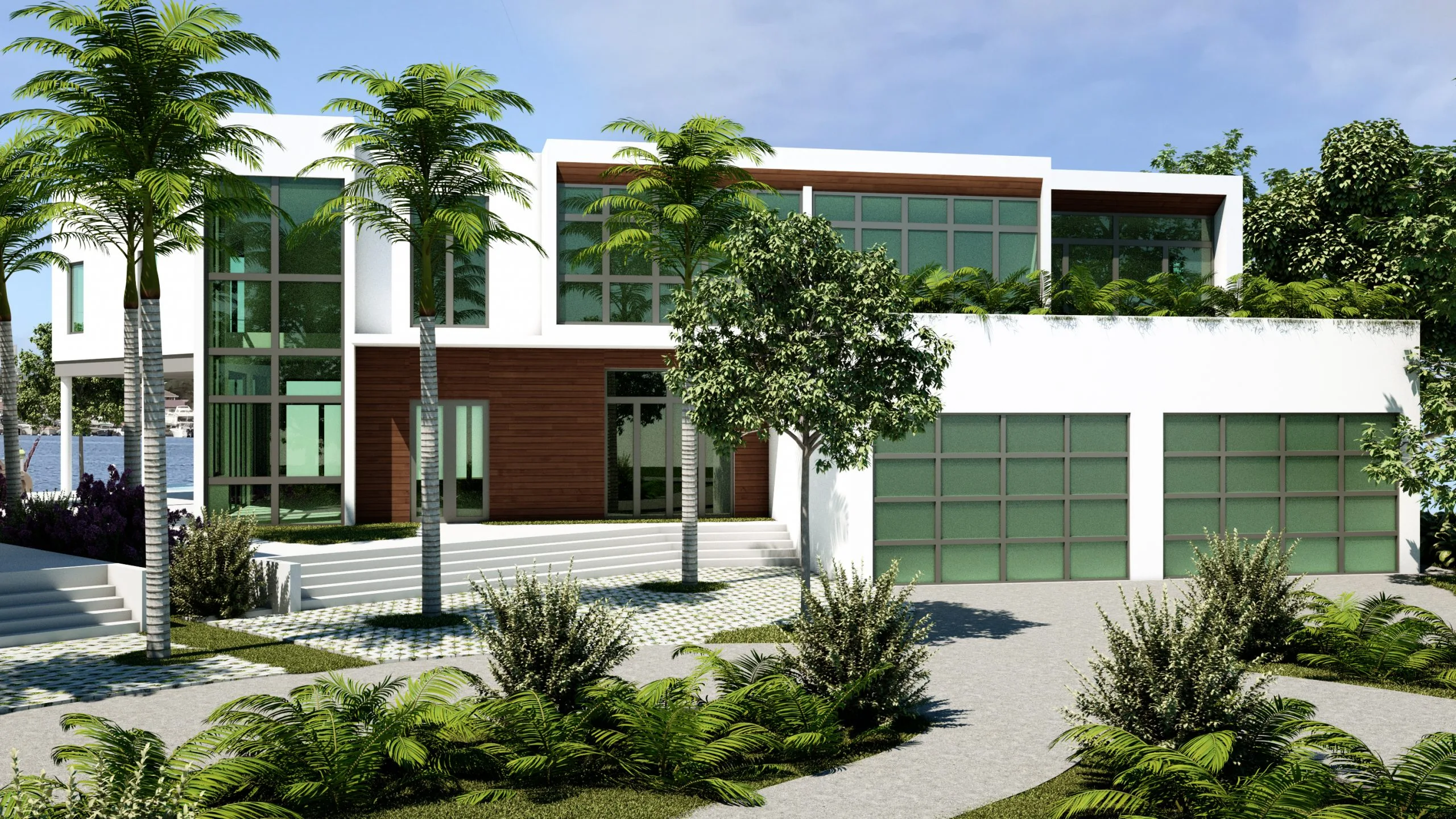 Modern waterfront villa with floor-to-ceiling glazing and triple garage, Rodney Bay St. Lucia
