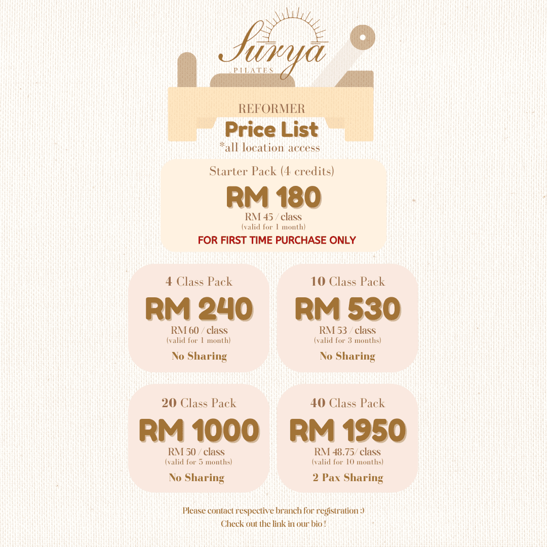 Surya Pilates RimBayu Pricing