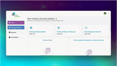 Screenshot of the main dashboard with gradients as background