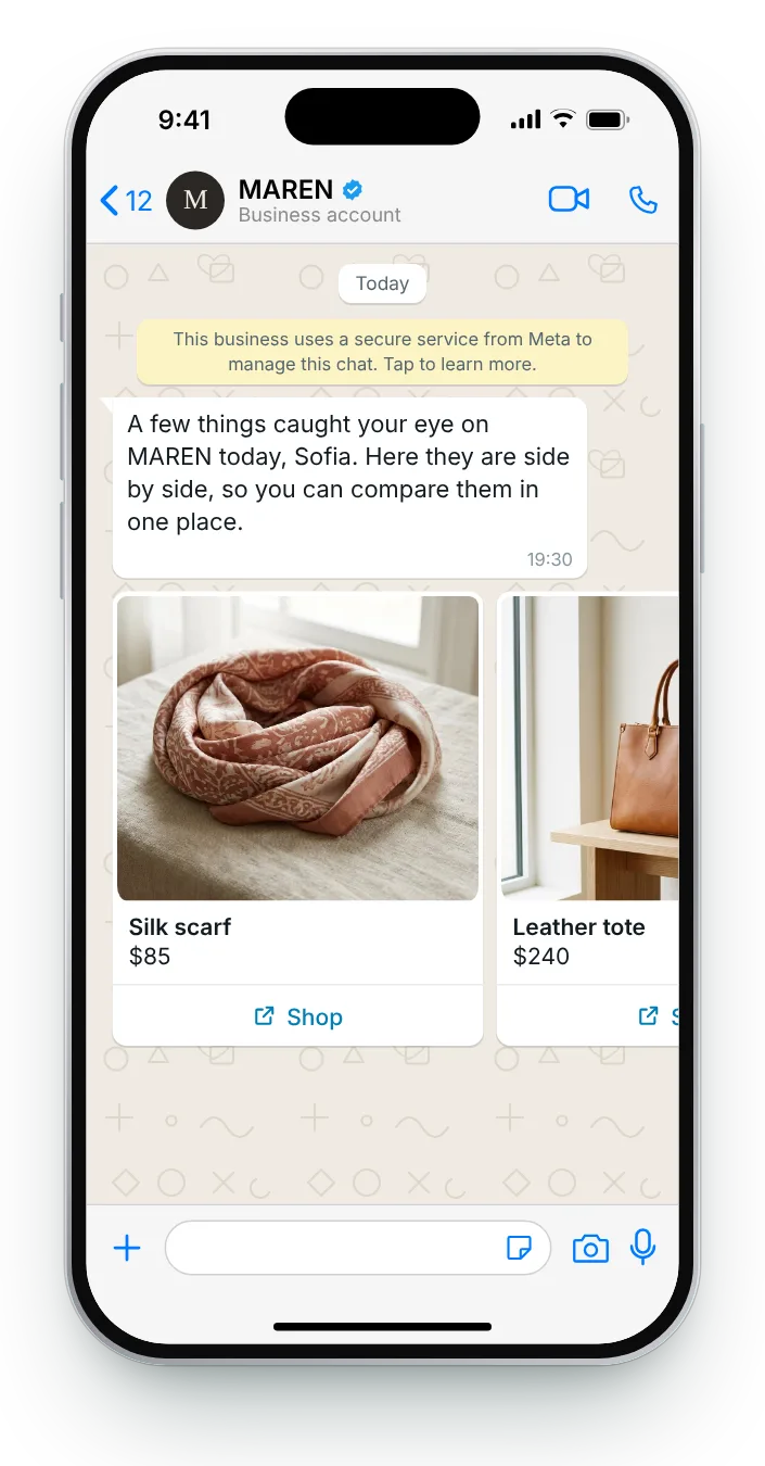 Everything they compared, side by side: WhatsApp browse follow-up on an iPhone
