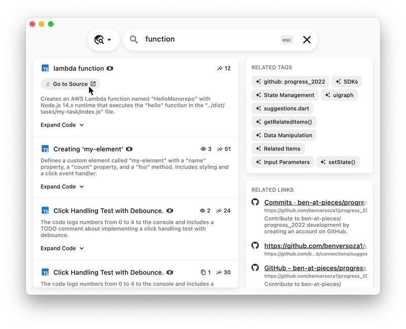 The origin website highlighted in the global search view.