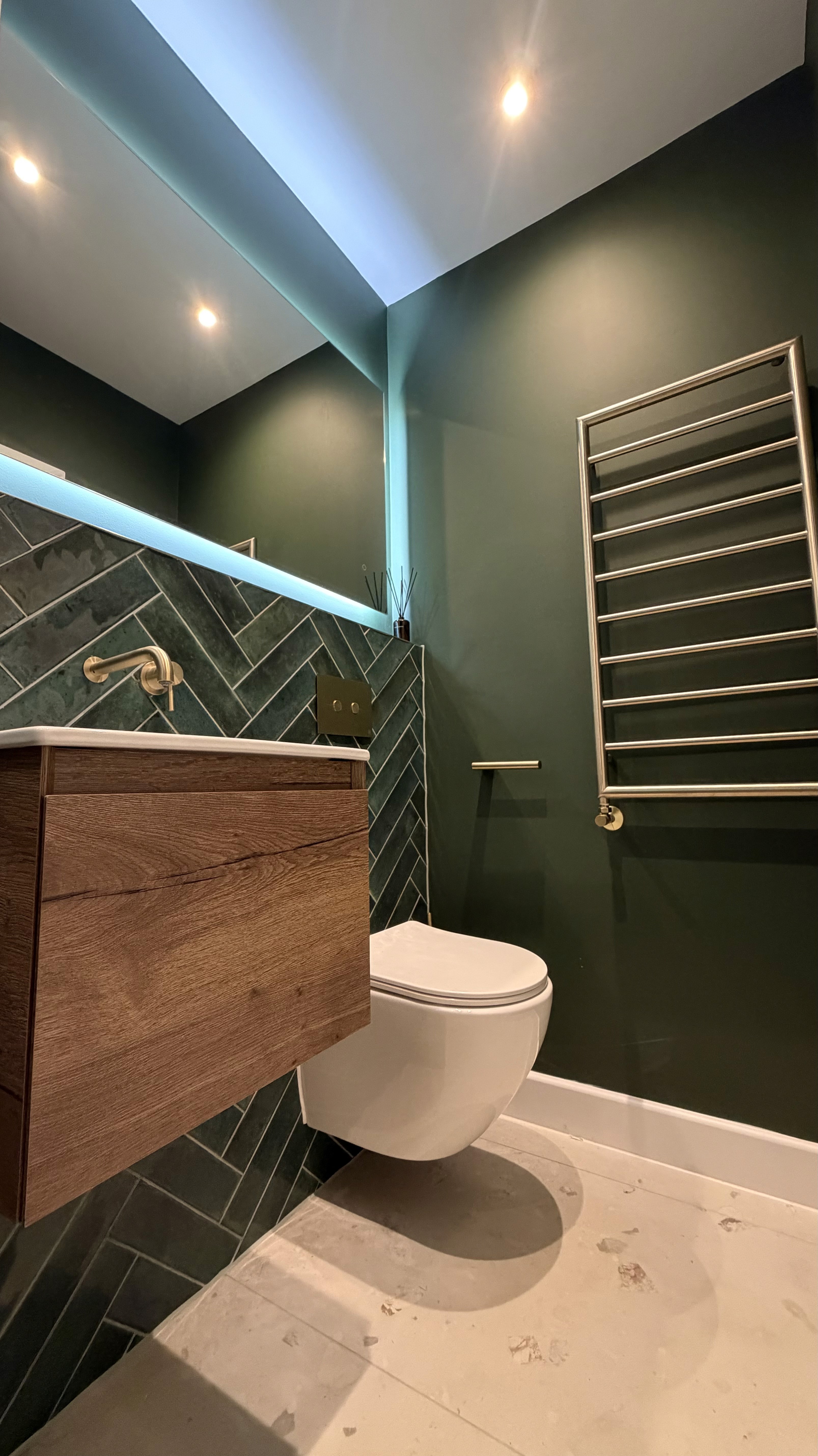 luxury bathroom door opened rear view