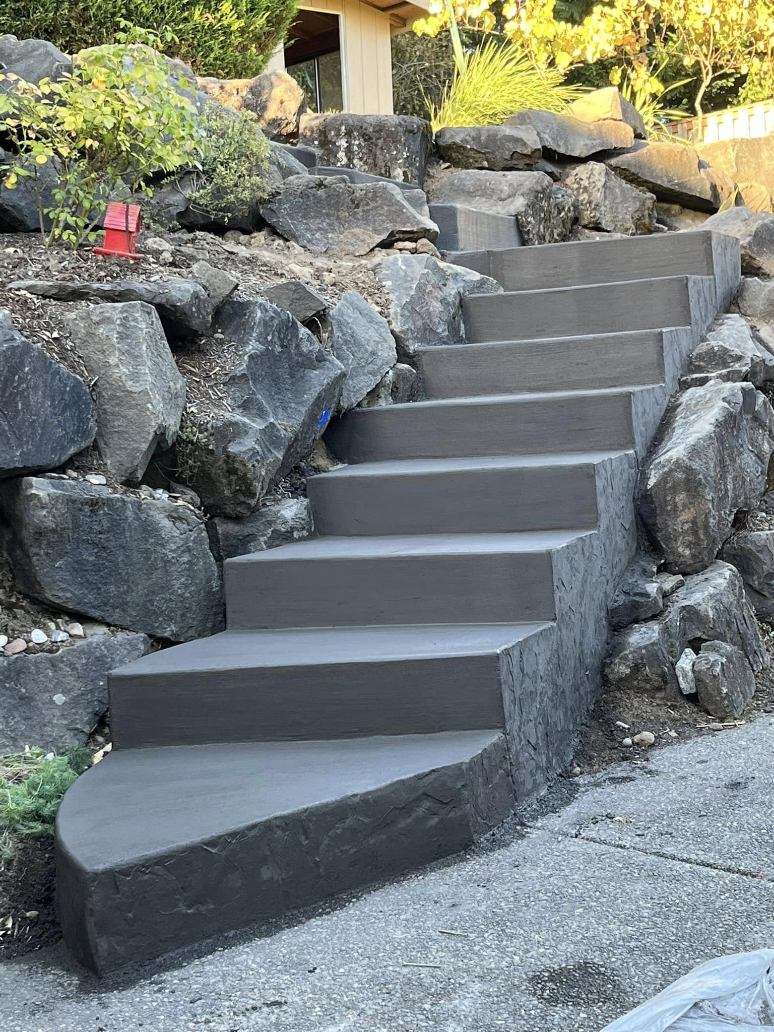 Freshly poured concrete stairs with clean finish in Portland OR