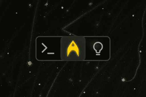 Warp AI coding environment logo with terminal and lightbulb icons on a dark background