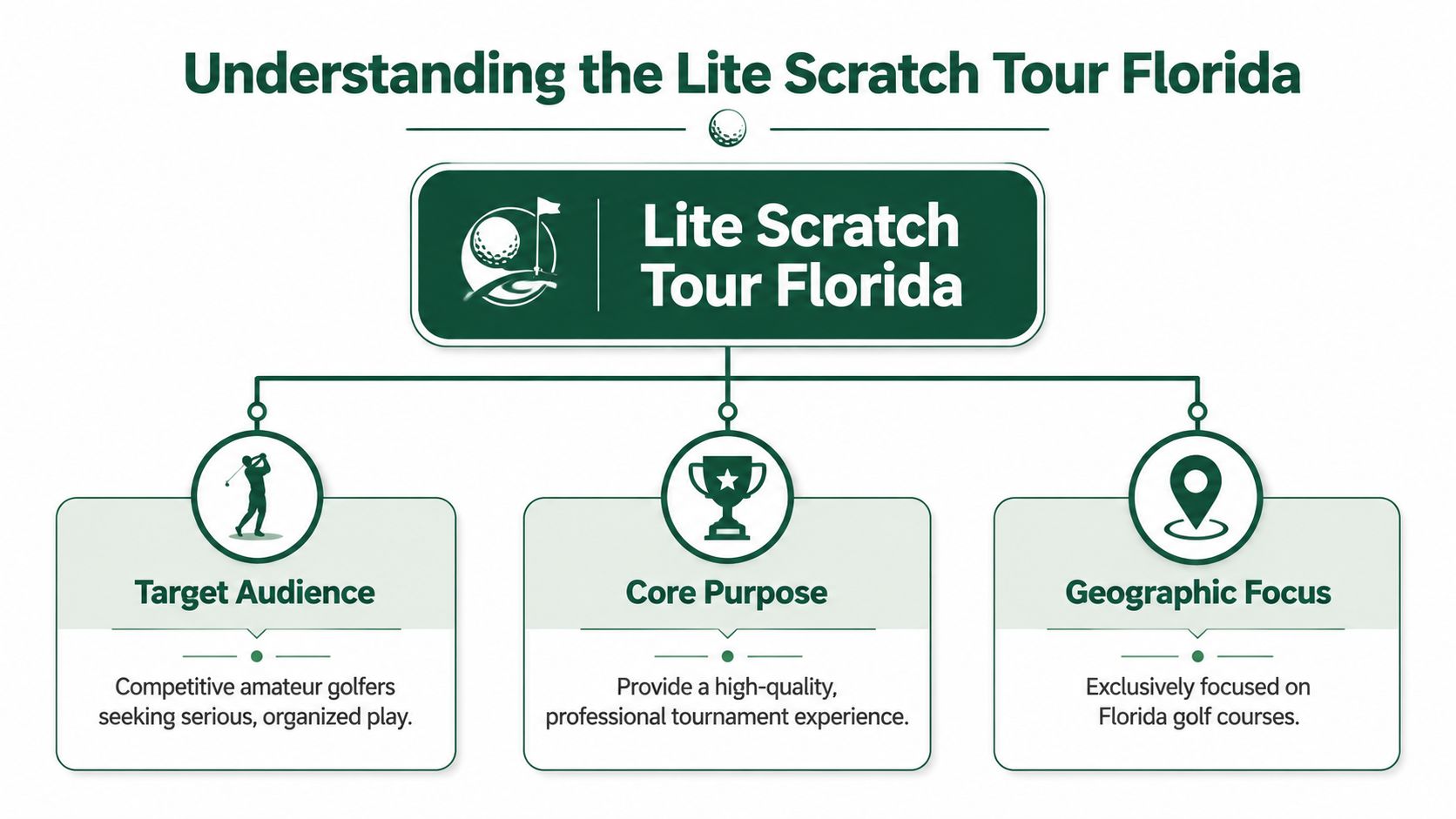 An infographic titled Understanding the Lite Scratch Tour Florida, outlining its target audience, core purpose, and geographic focus.