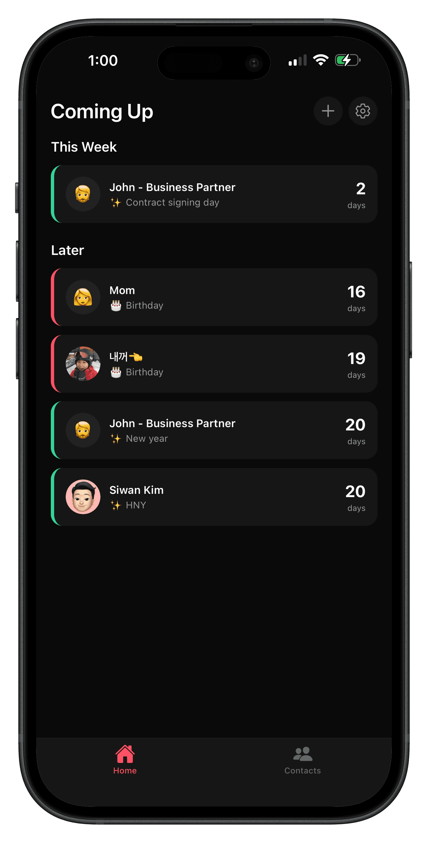 App screen showing crypto market