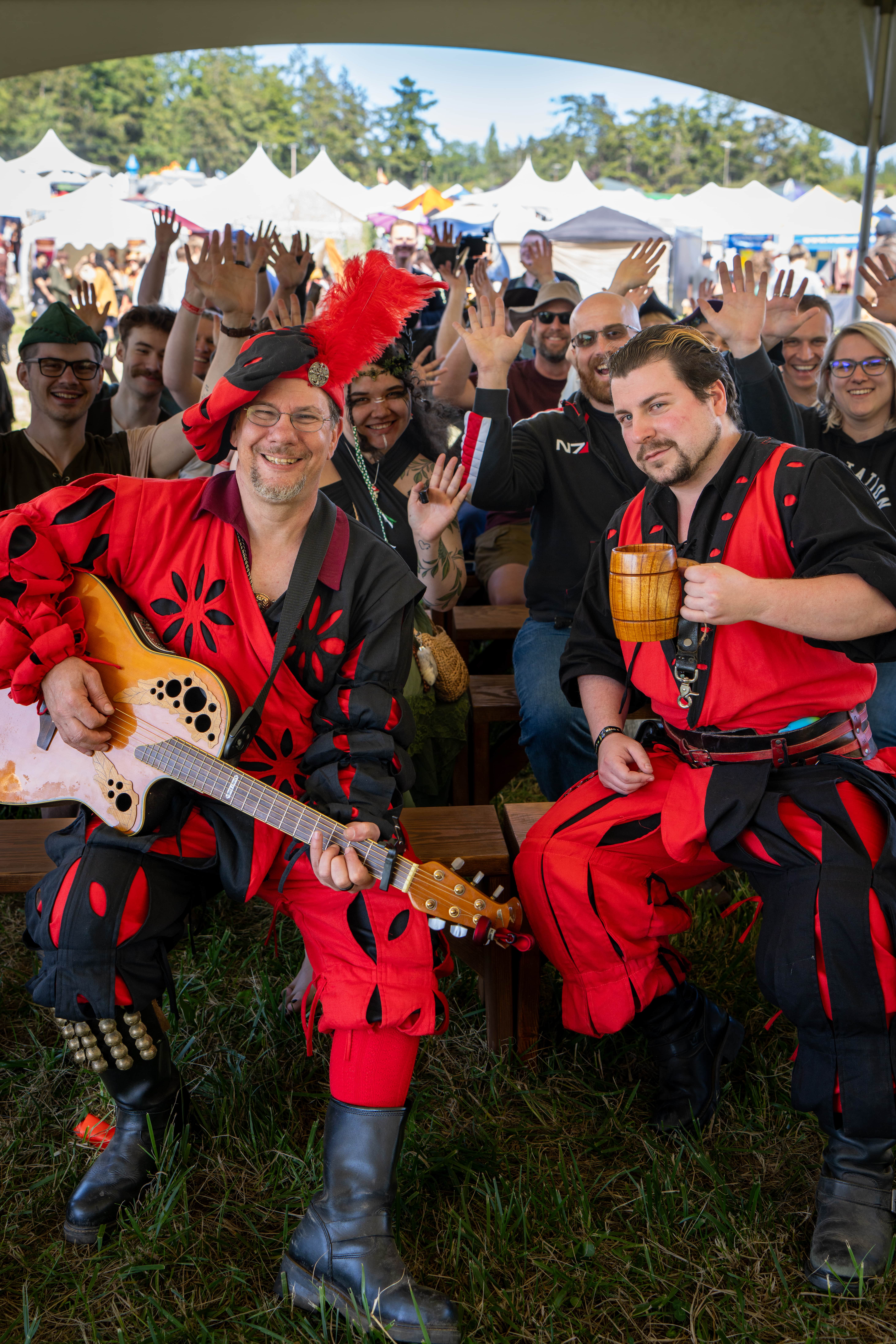 Group of musicians enjoying tavern at WRF