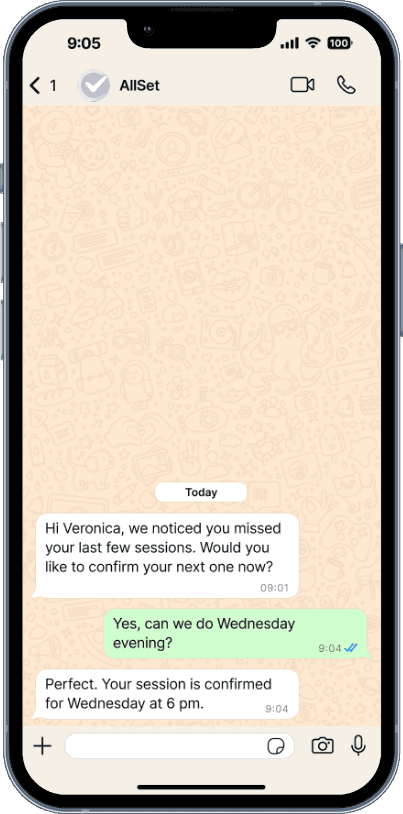AllSet use case no shows client view