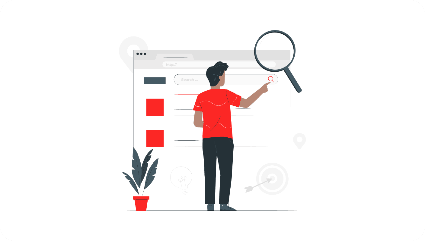 An illustration of a user on website