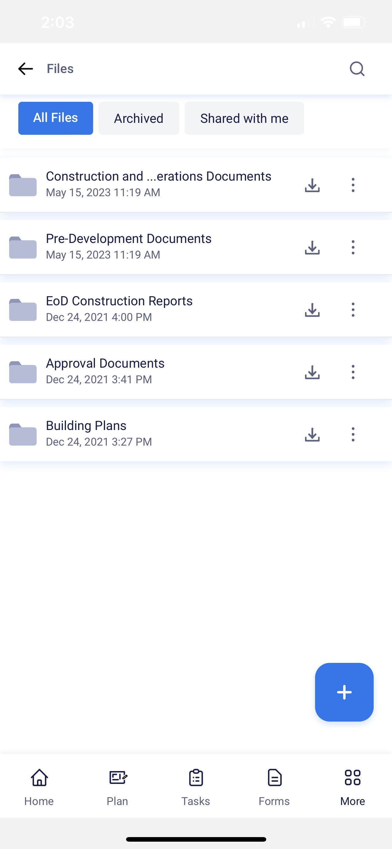 Mobile access to the centralized repository of all your construction project files on TaskMapper.