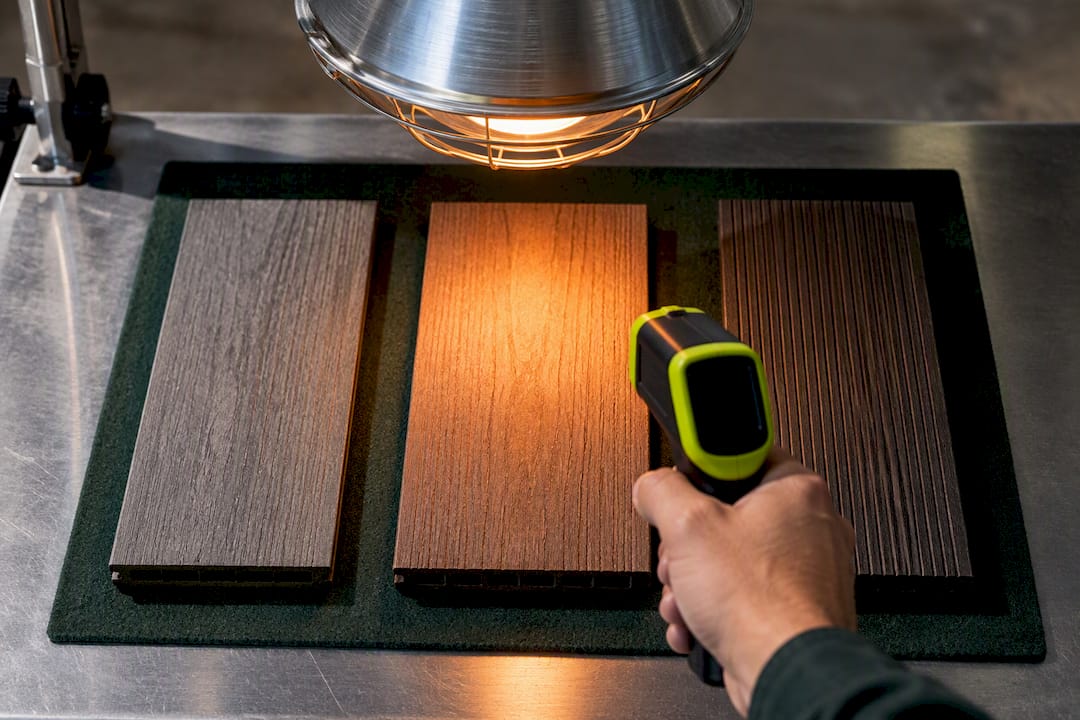 Radiant heat test on decking samples