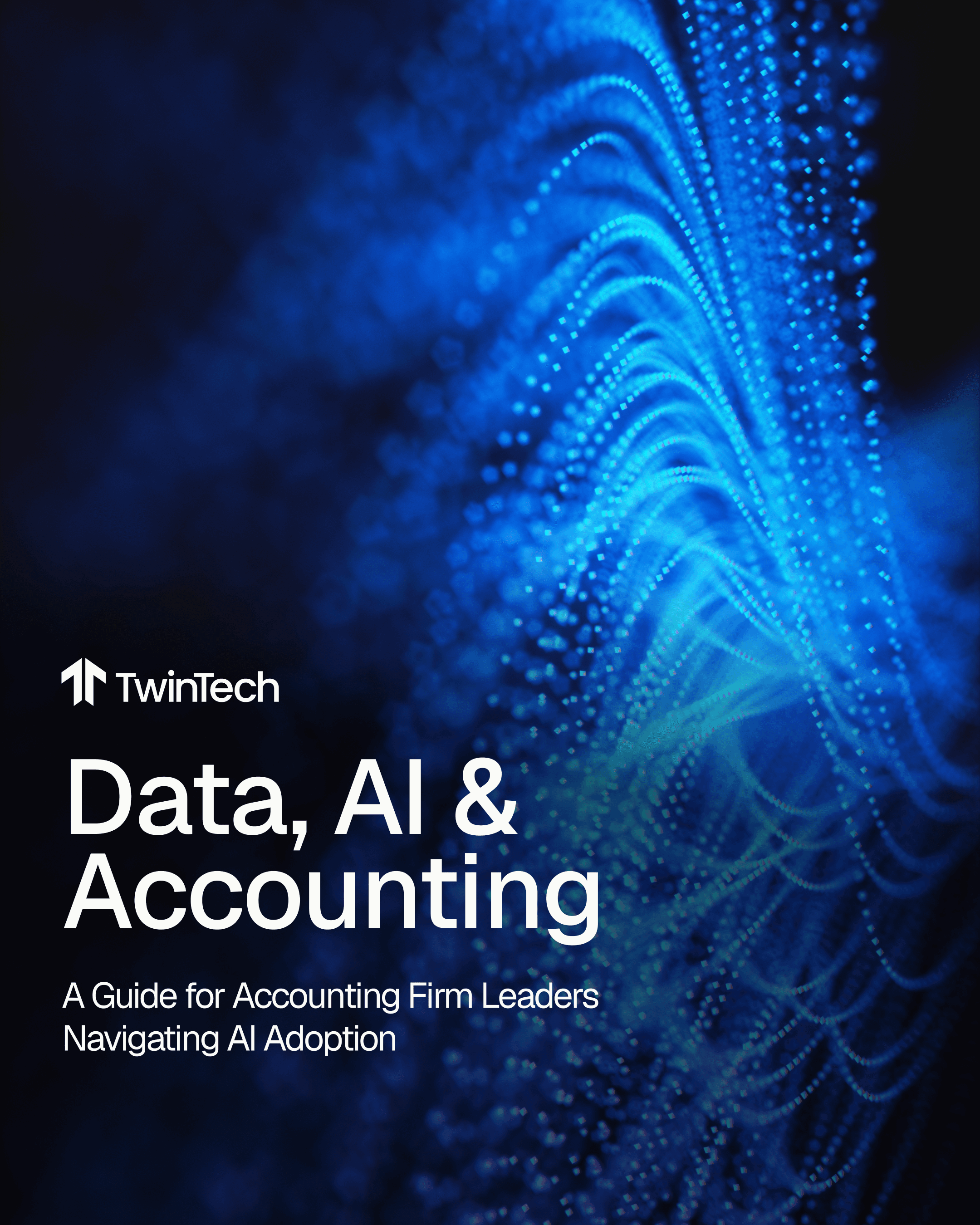 Stack of TwinTech e-book pages showcasing the AI strategy guide and executive summary.