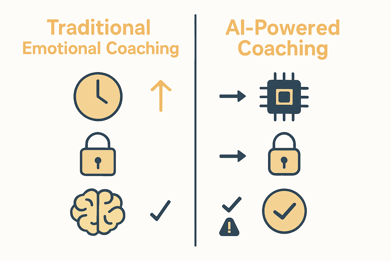 Infographic comparing traditional vs AI emotional coaching