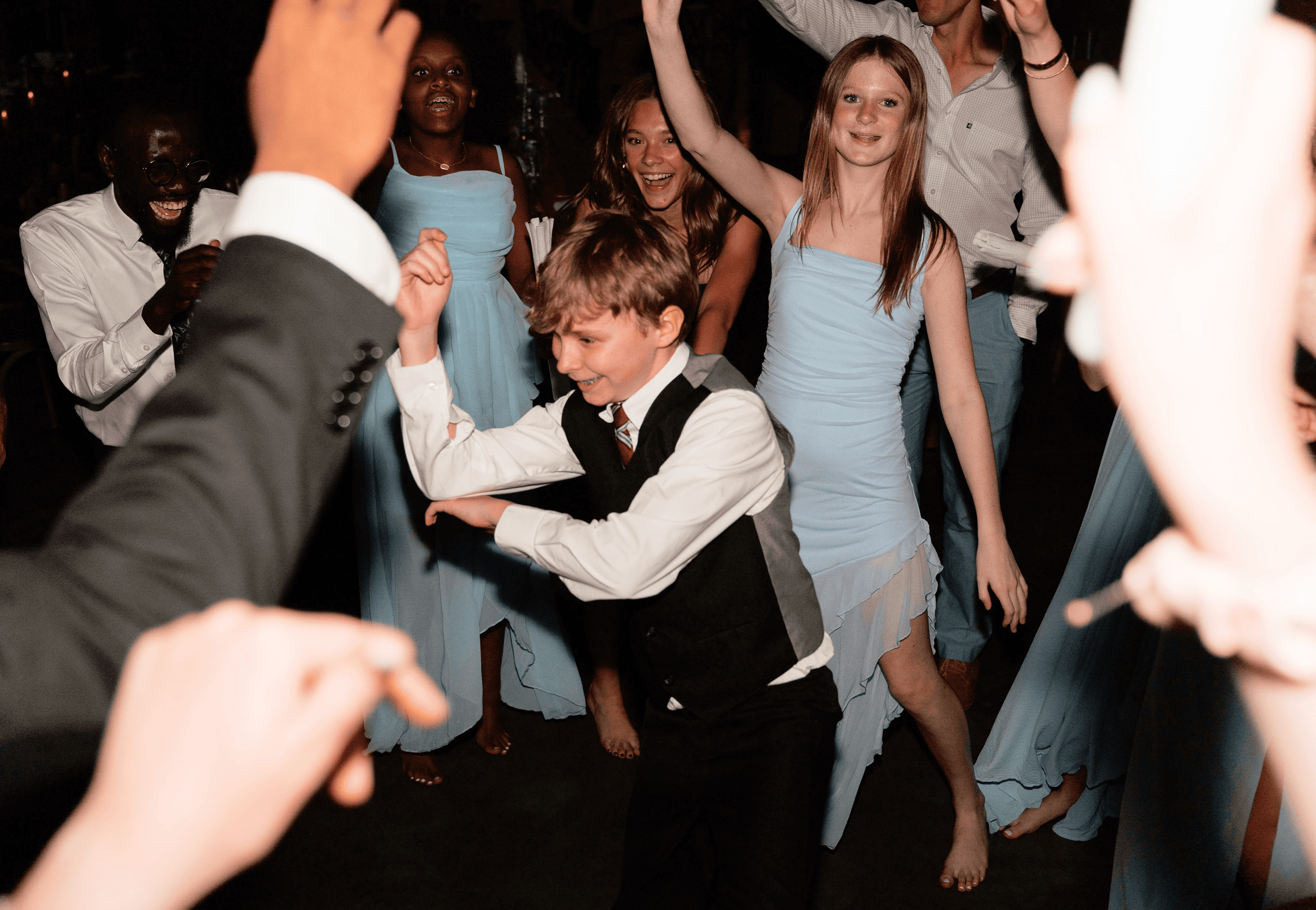 Dance floor with colorful party lights