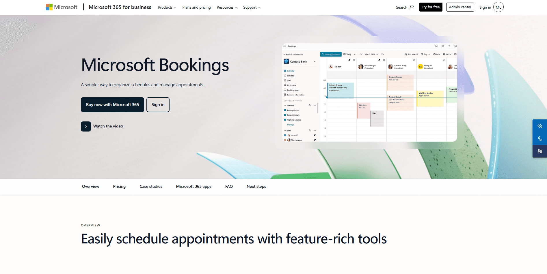 Microsoft Bookings homepage