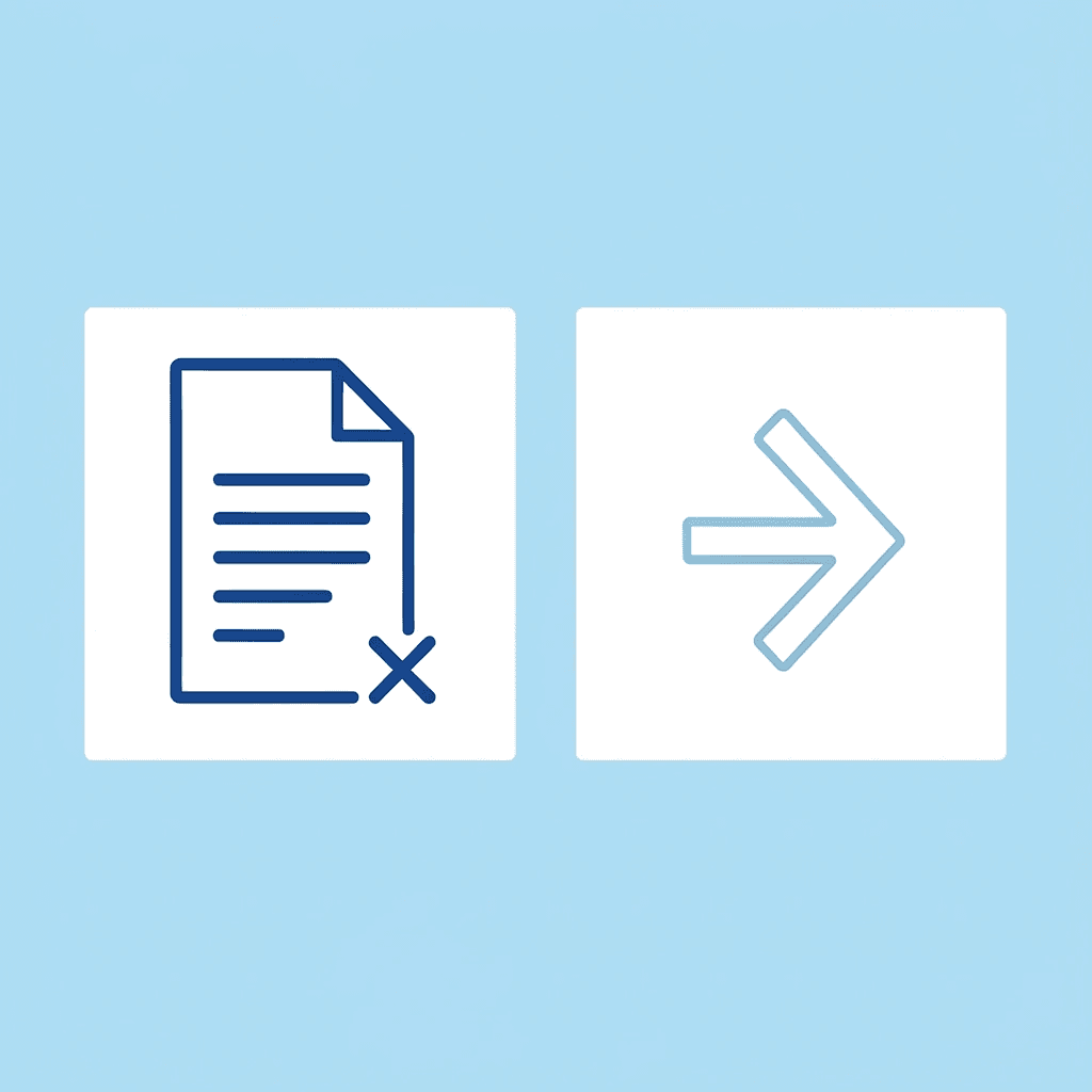 Before: scattered PDFs, tabs, and notes. After: structured report with clean citations