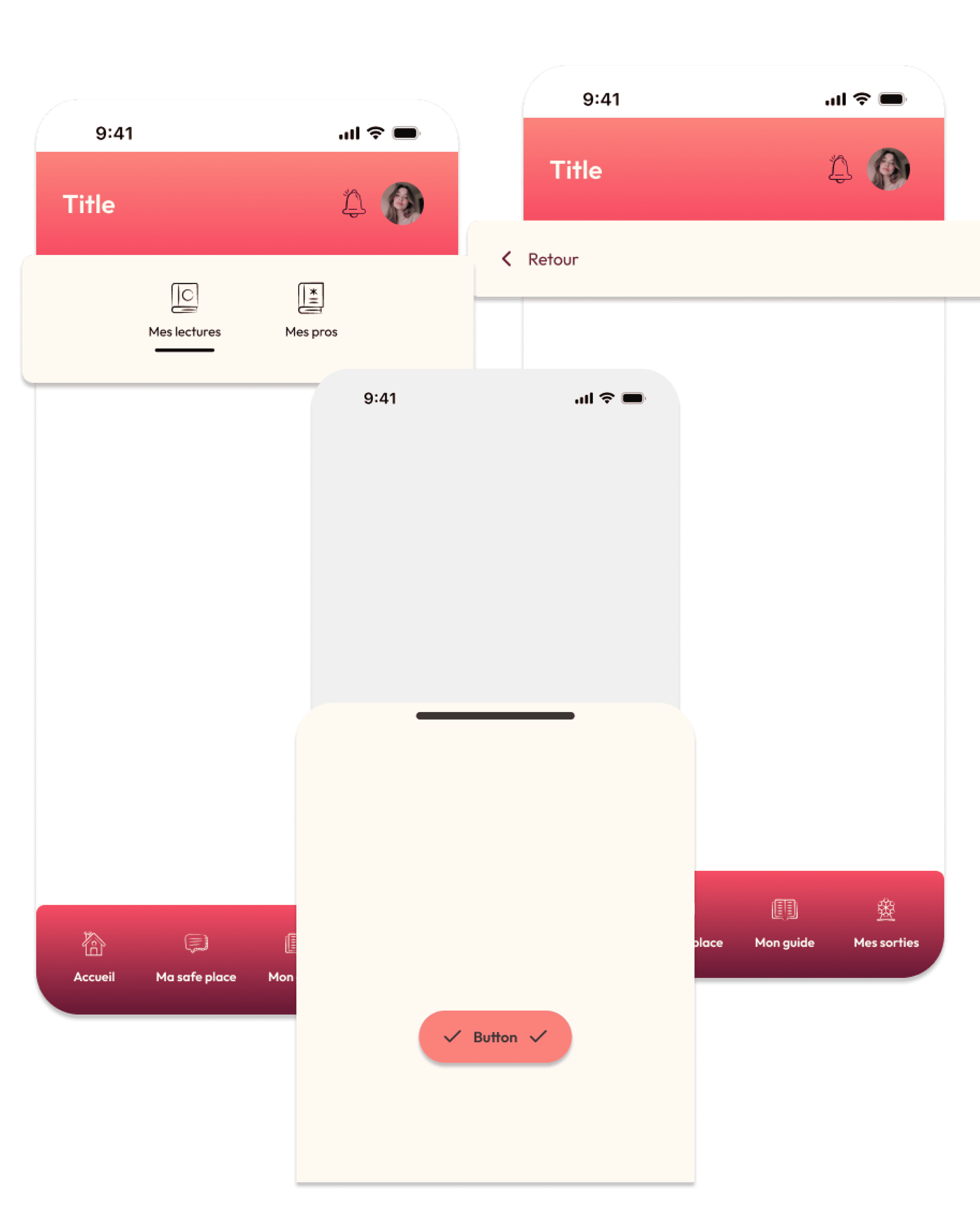 éléments de navigation de l'application