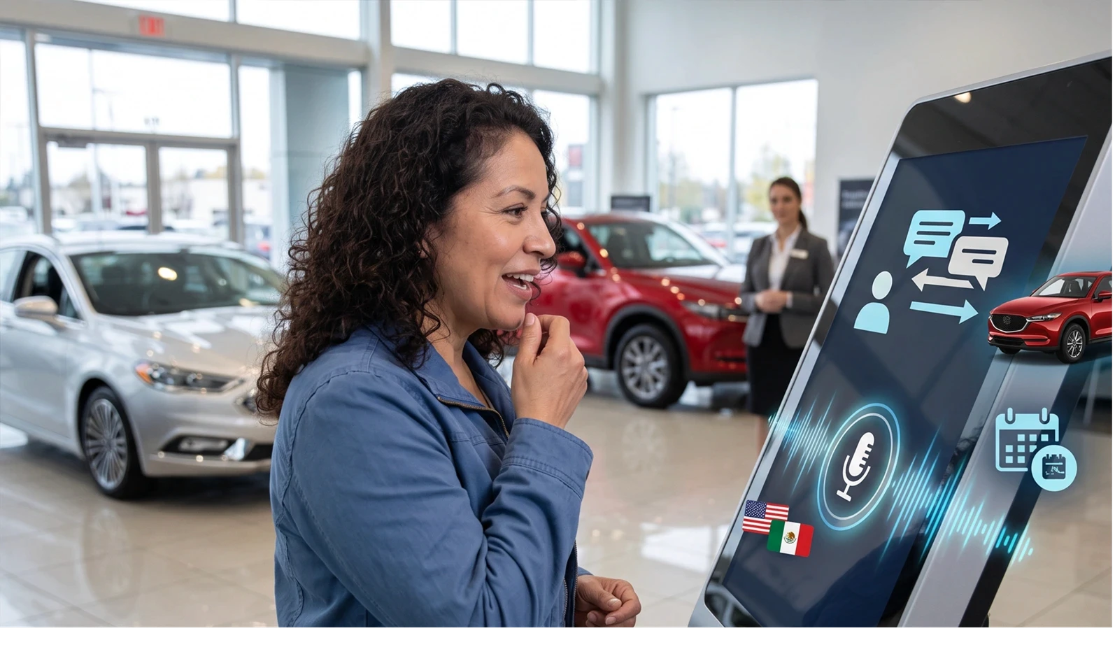 natural conversation features to Look for in a Bilingual Spanish Voice AI Solution for car dealership no text overlay