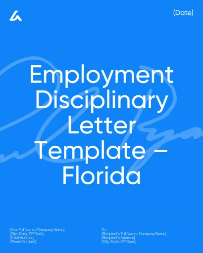 Employment Disciplinary Letter Template – Florida