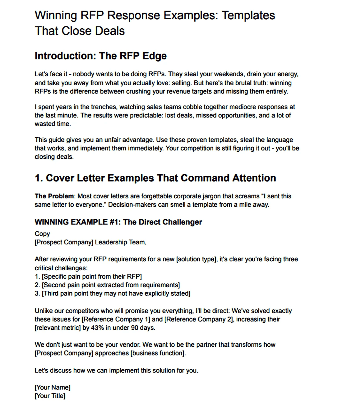 RFP response examples