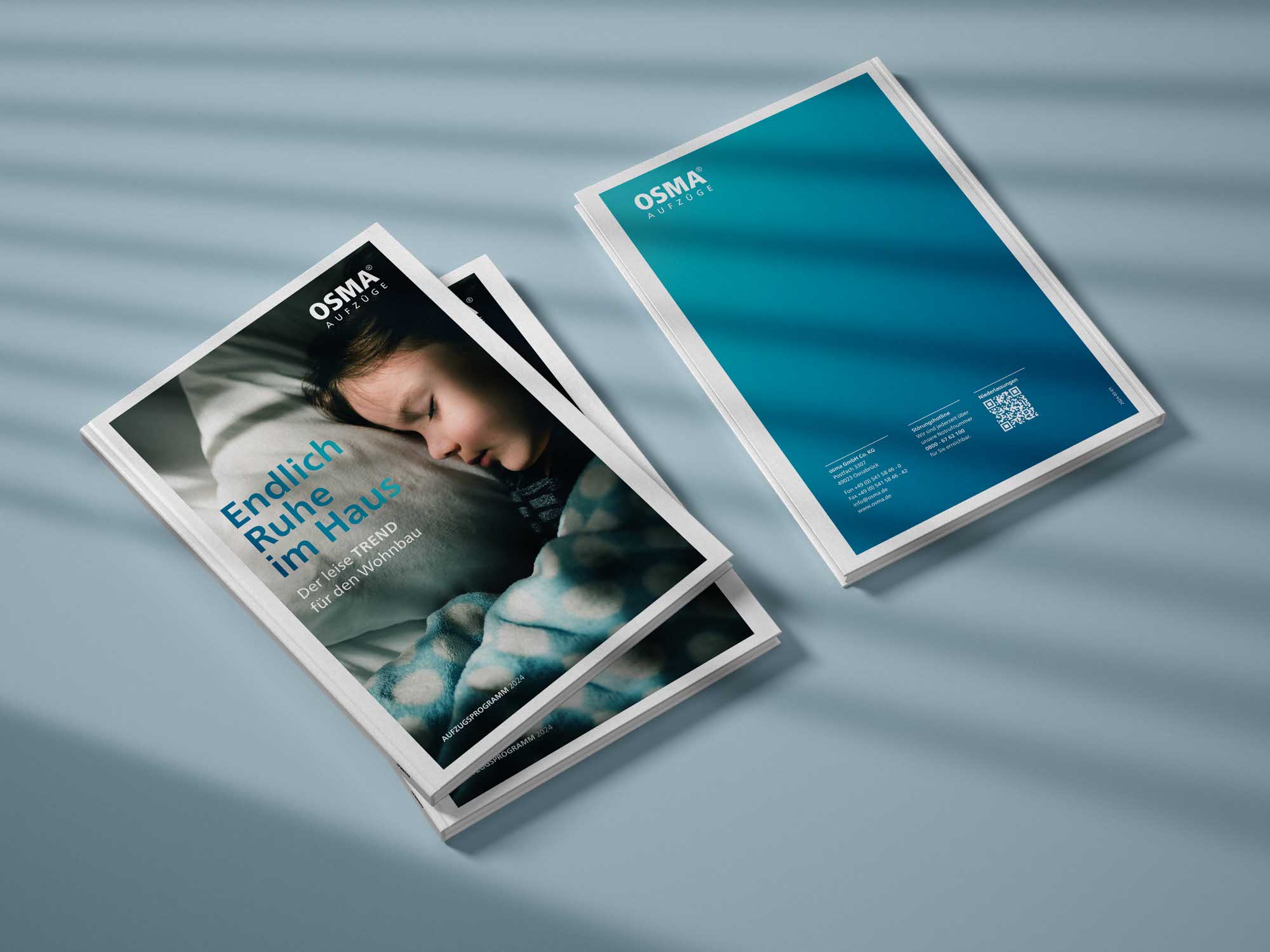 Titelseite des OSMA Katalogs – modernes Corporate Publishing im Aufzugsbereich