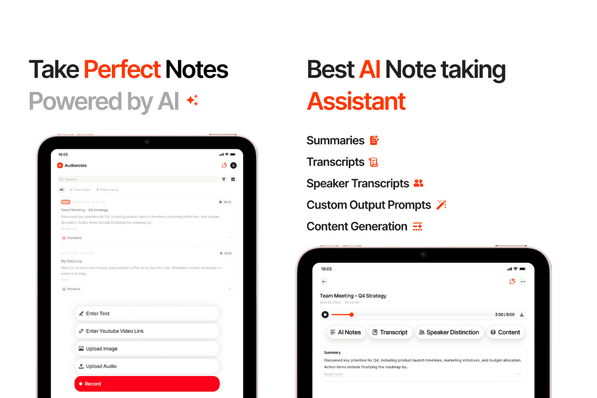 Audionotes: The All-in-One Recording and Note-Taking Solution